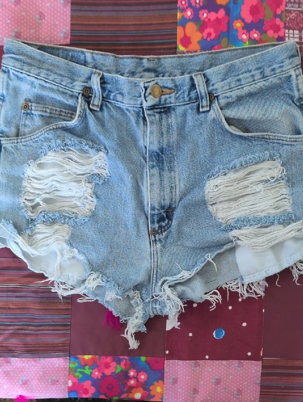 Wrangler Light Blue Distressed Denim Cutoff Shorts